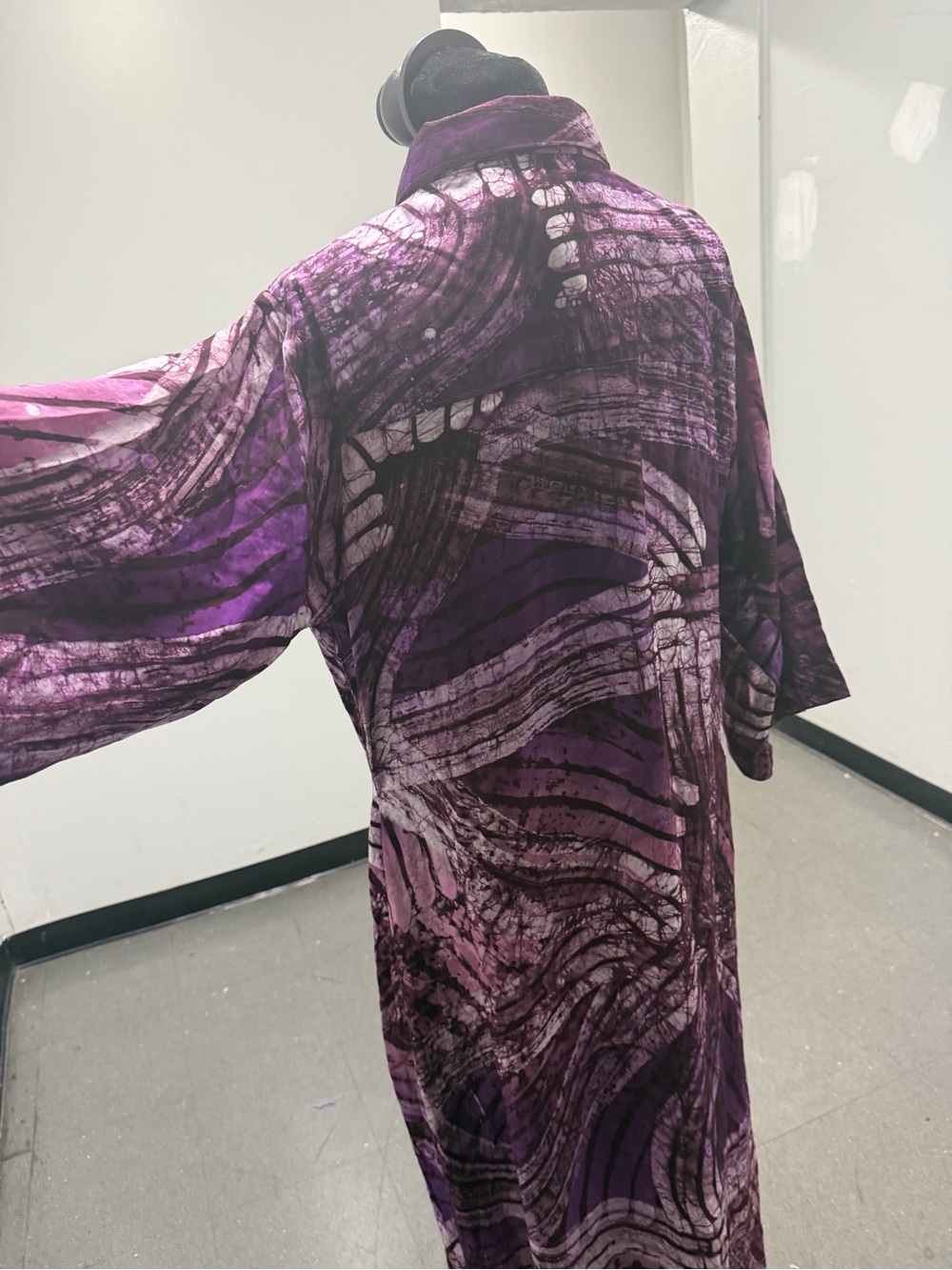 Purple Abstract Print Button-Down Shirt Dress
